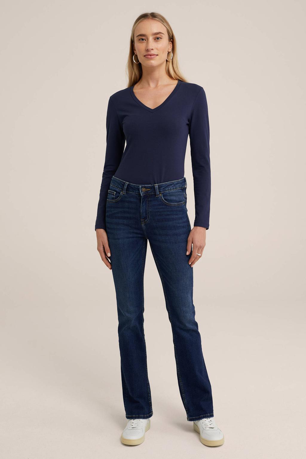 WE Fashion basic longsleeve met katoen donkerblauw