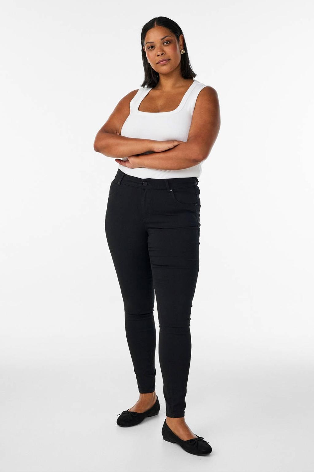 Zizzi regular waist slim fit jeans zwart
