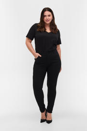 thumbnail: Zwarte dames Zizzi regular waist slim fit jeans van stretchdenim met effen