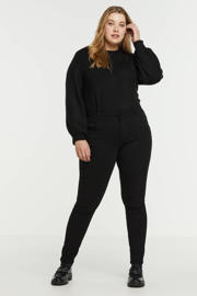 thumbnail: Zwarte dames Zizzi regular waist slim fit jeans van stretchdenim 