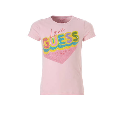 Guess T Shirt Met 3D Logo Opdruk Roze guess kopen in de aanbieding Guess T Shirt Met 3D Logo Opdruk Roze guess kopen in de aanbieding