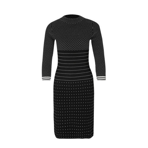 Comma Jurk Met Ingebreid Dessin Zwart comma kopen in de aanbieding
