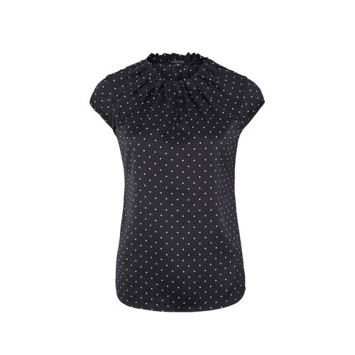 Comma Glanzende Top Met Stippen Marine comma kopen in de aanbieding