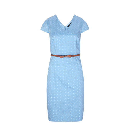 Comma Jurk Met Stippen Lichtblauw comma kopen in de aanbieding