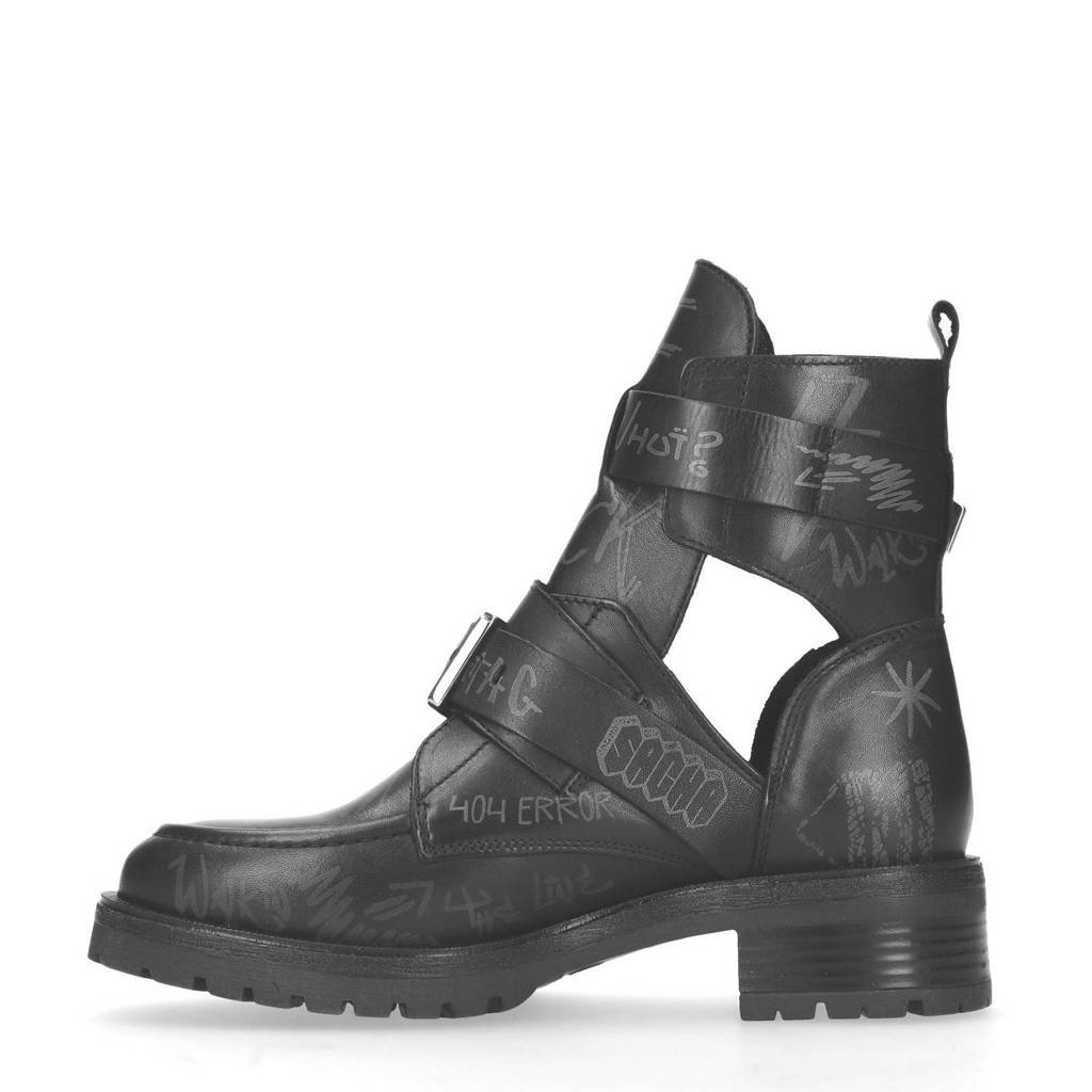 Sacha Leren Tekst Zwart Met Bikerboots wTwq4U7