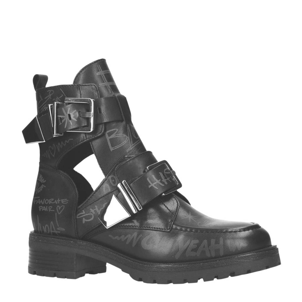 Sacha Leren Tekst Zwart Met Bikerboots wTwq4U7