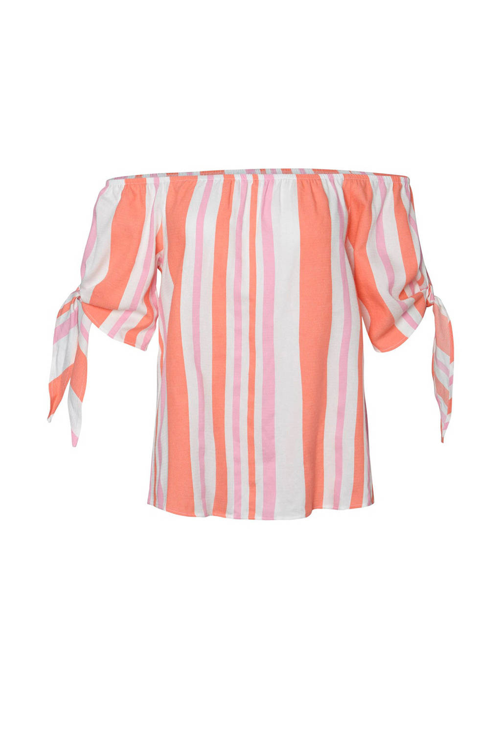 VERO MODA gestreepte off shoulder top, Zalm