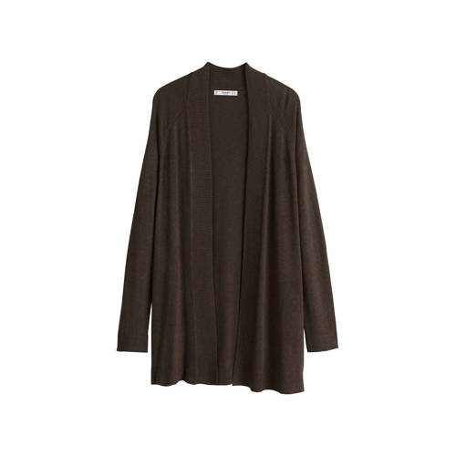 Mango Lang Gebreide Vest Donkerbruin mango kopen in de aanbieding