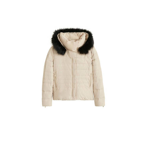 Mango Jas Met Afneembare Capuchon Beige mango kopen in de aanbieding