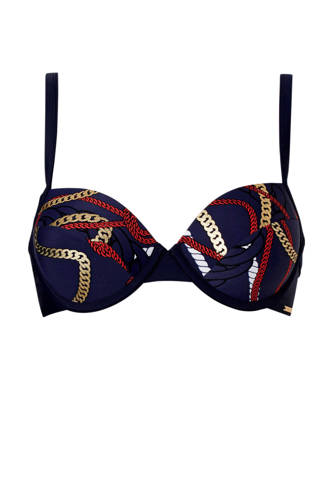Mix & Match beugel bikinitopje Menton in all over print marine