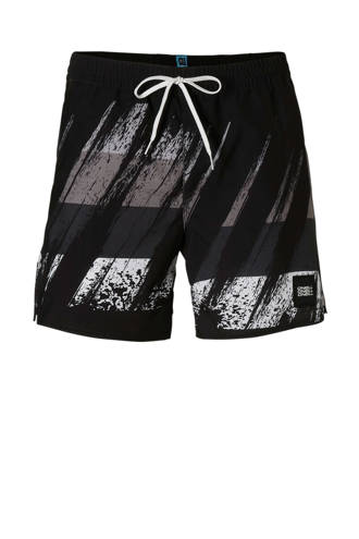zwemshort in all over print zwart