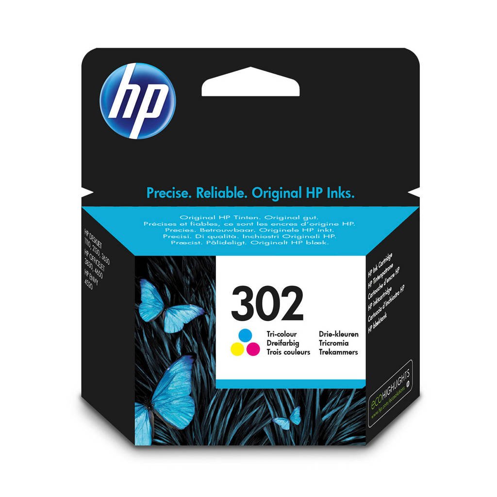 HP HP 302 INK COLOR inktcartridges (kleur), Geel, Cyaan en Magenta