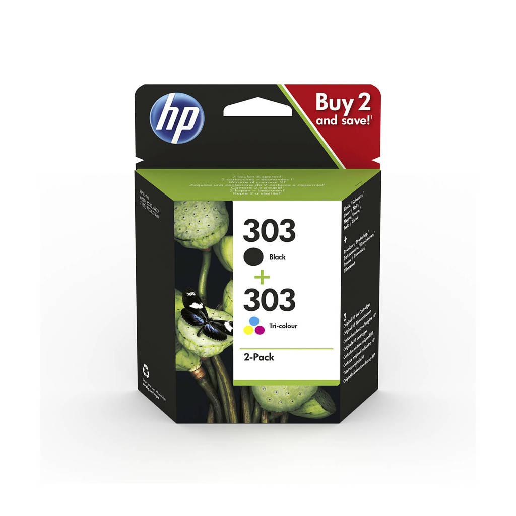 HP HP 303 INK COMBO 2-pack inktcartridge (zwart-kleur), Zwart, Geel, Cyaan en Magenta