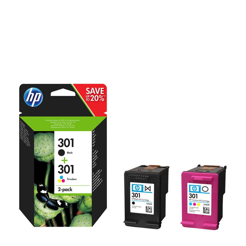HP HP 301 INK COMBO inktcartridges (kleur), Zwart, Geel, Cyaan en Magenta