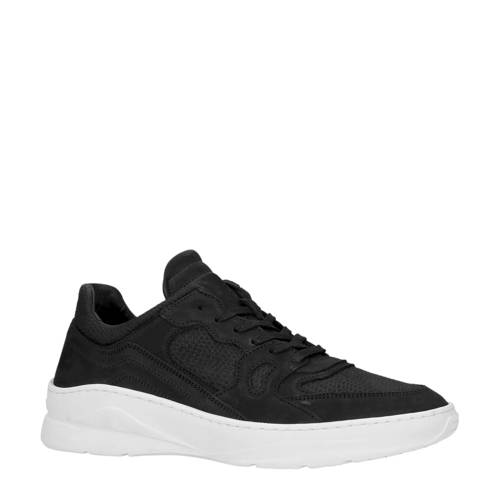 Manfield Nubuck Sneakers Zwart manfield kopen in de aanbieding