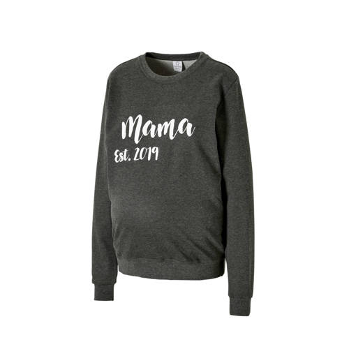 Your Wishes Zwangerschaps Sweater Mama Grijs your wishes kopen in de aanbieding