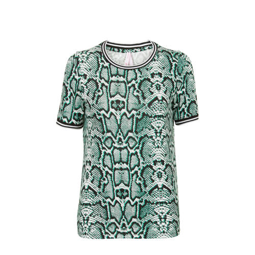Miss Etam Regulier T Shirt Met Slangenprint Groen miss etam kopen in de aanbieding