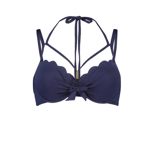 Hunkemoller Mix Match Voorgevormde Beugel Bikinitop Scallop Glam Blauw hunkemoller kopen in de aanbieding