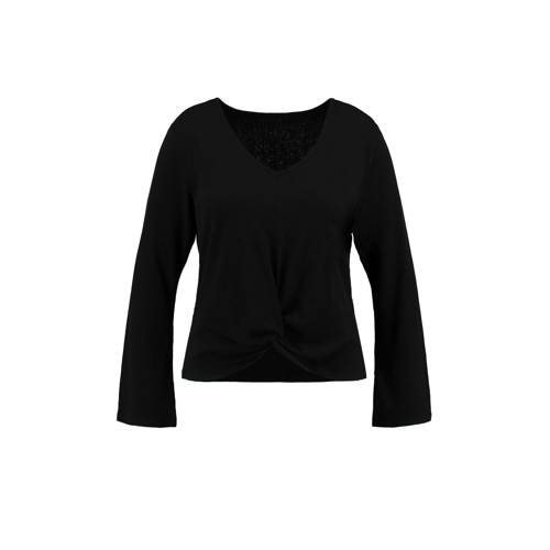 Ms Mode Gebreide Top Met Knoopdetail Zwart ms mode kopen in de aanbieding