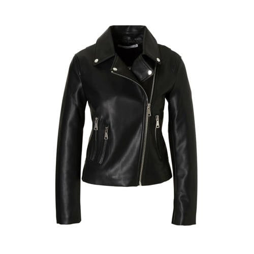 Mango Imitatieleren Bikerjack Zwart mango kopen in de aanbieding