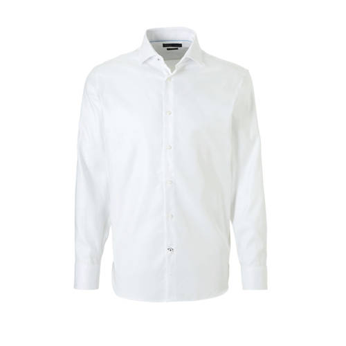 Mango Man Slim Fit Overhemd Met Textuur Wit mango man kopen in de aanbieding