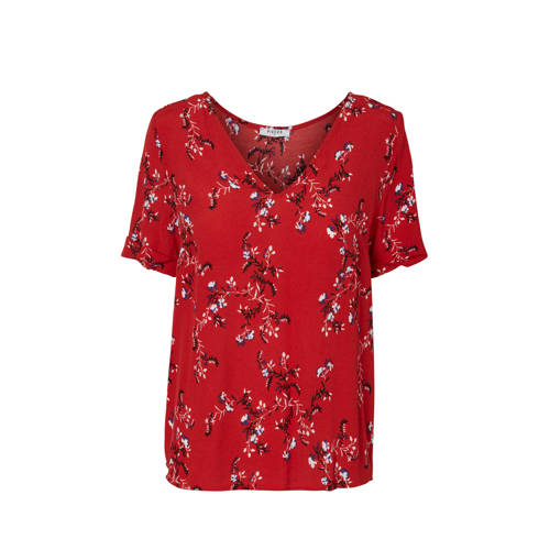 Pieces Gebloemde Top Met V Hals pieces kopen in de aanbieding