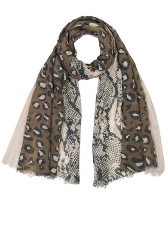 Accessoires tijgerprint sjaal zwart
