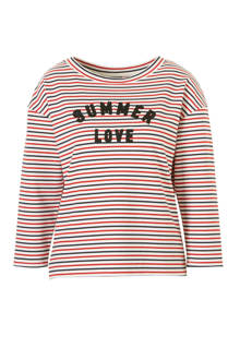 sweater in streep met borduur