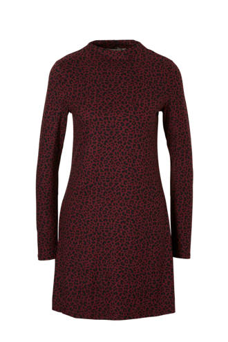 jurk met all over tijgerprint bordeaux