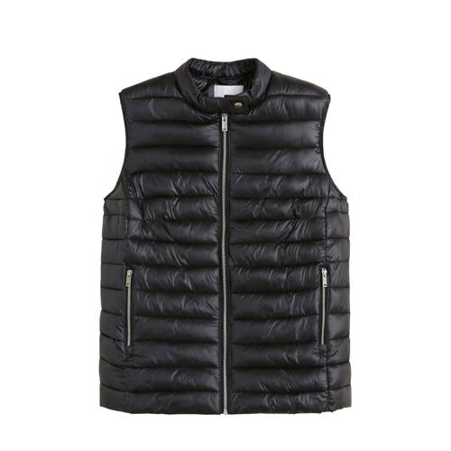 Violeta By Mango Doorgestikte Bodywarmer Zwart violeta by mango kopen in de aanbieding