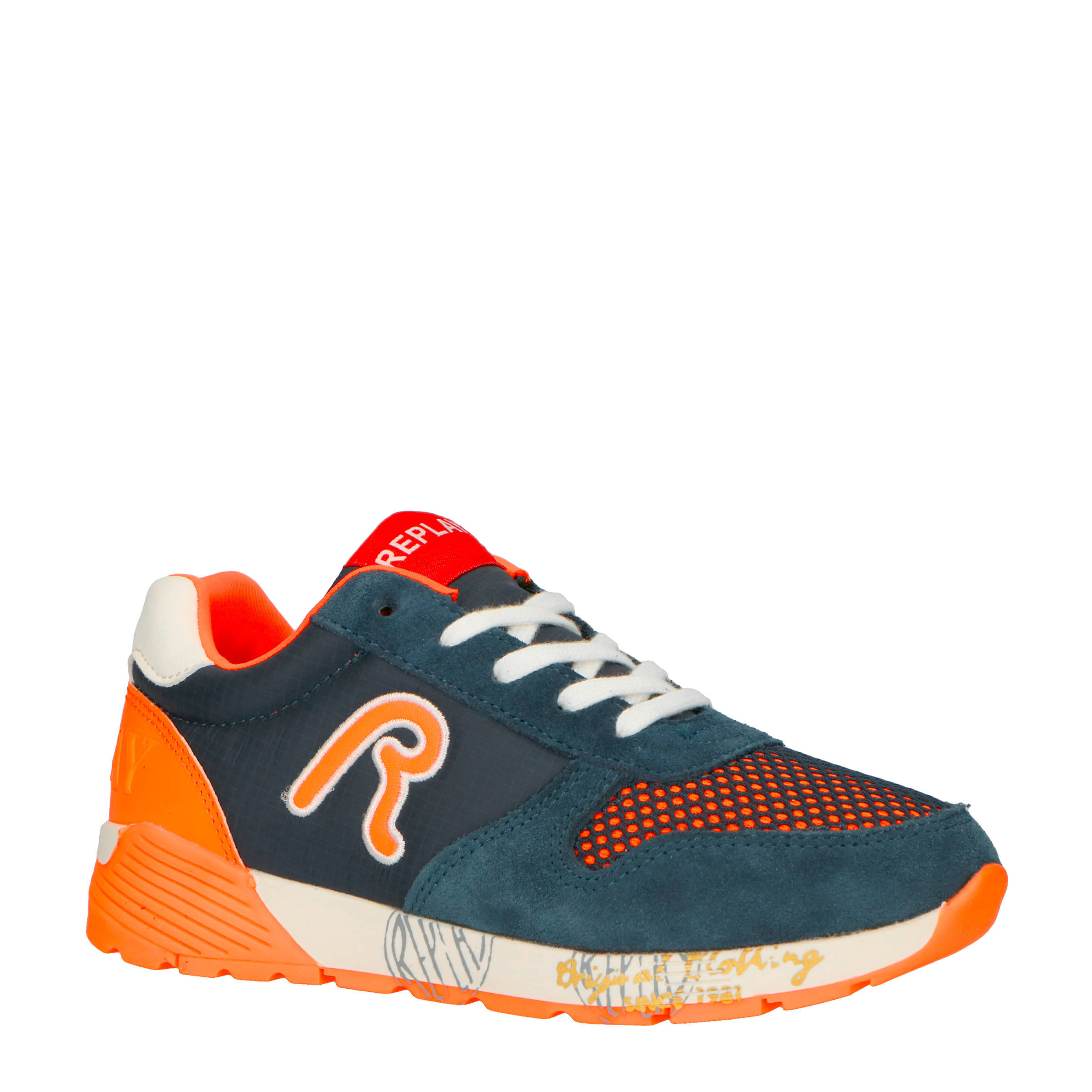 REPLAY sneakers donkerblauw/oranje | wehkamp