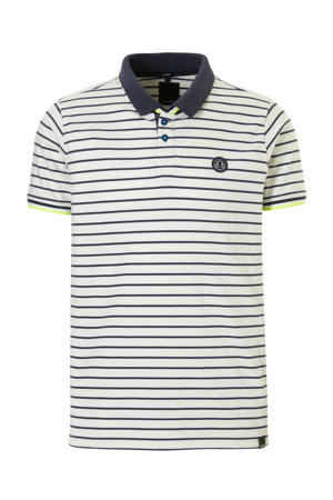 gestreepte regular fit polo wit/donkerblauw