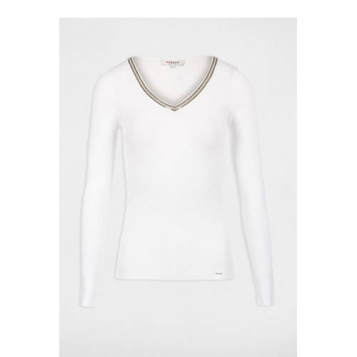 Morgan Geribde Top Met Studs Wit morgan kopen in de aanbieding