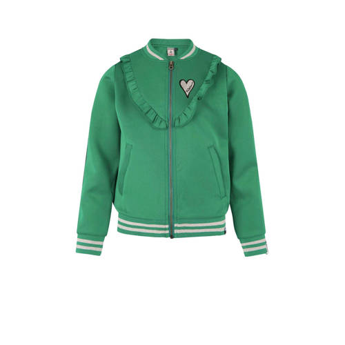 Retour Denim Bombervest Acilia Met Tekst En Ruches Groen retour denim kopen in de aanbieding