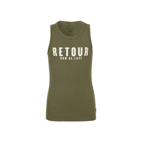 Retour Denim Singlet Sheila Met Tekst Kaki retour denim kopen in de aanbieding