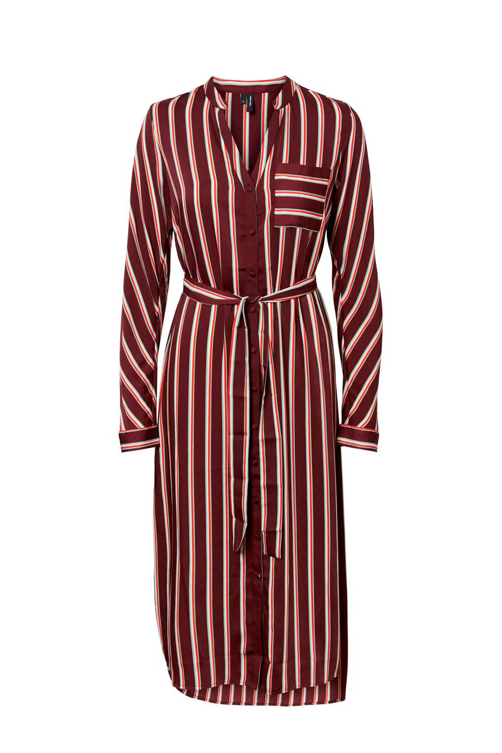 VERO MODA gestreepte blousejurk, Donkerrood/roze