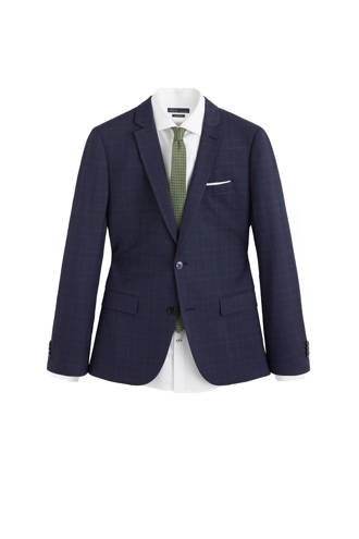 geruit super slim fit colbert marine