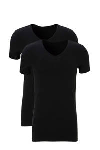 ten Cate extra lang slimfit T-shirt (set van 2) zwart, Zwart