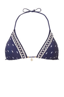 triangel bikinitop met beugel in all over print donkerblauw