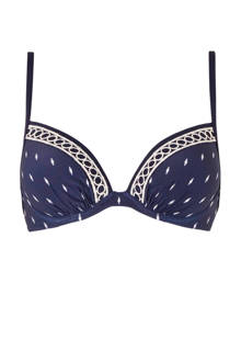 beugel bikinitop met all over print donkerblauw