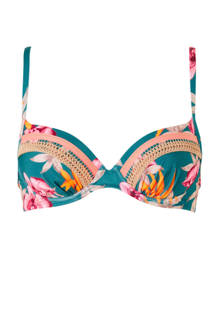 beugel bikinitop in een all over print blauw