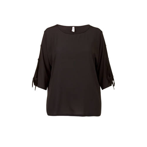 Miss Etam Plus Top Met Sierknopen En Opendetail Zwart miss etam kopen in de aanbieding