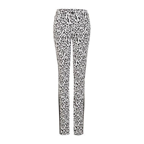 Miss Etam Lang Slim Fit Broek Met Panter Print En Zijstreep miss etam kopen in de aanbieding