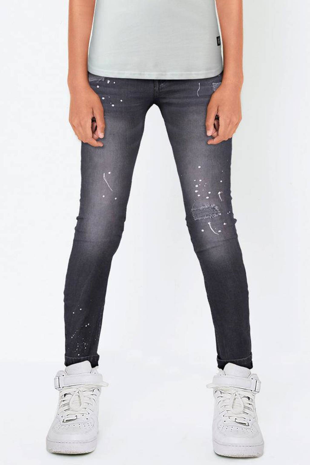 Nebu ontgrendelen Krijger CoolCat skinny jeans met verfspatten grijs | wehkamp