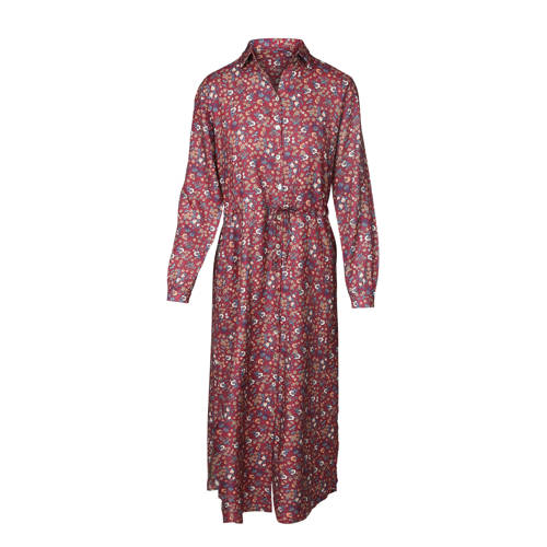 Cassis Gebloemde Lange Blousejurk cassis kopen in de aanbieding