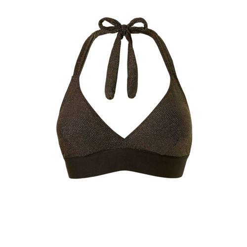 Zizzi Mix Match Haltertop Met Goudkleurig Lurex Draad Zwart zizzi kopen in de aanbieding