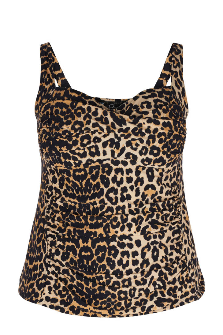 panterprint Zizzi tankini zwart corrigerend met bikinitop xqAHwq