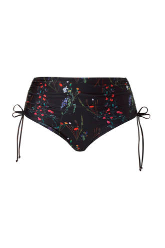 Mix & Match bikinibroekje high waist in een all over print zwart