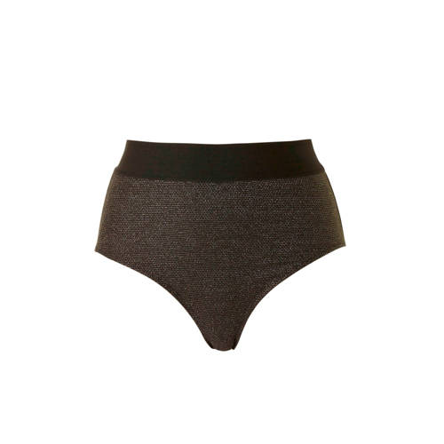 Zizzi Mix Match Bikinibroekje High Waist Met Goudkleurig Lurex Draad Zwart zizzi kopen in de aanbieding