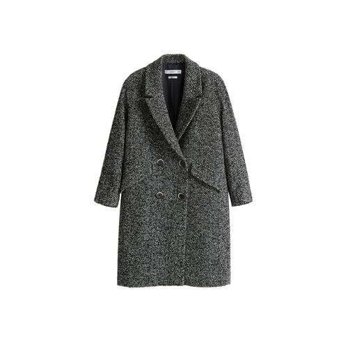 Mango Gemeleerde Coat Met Wol Zwart mango kopen in de aanbieding Mango Gemeleerde Coat Met Wol Zwart mango kopen in de aanbieding